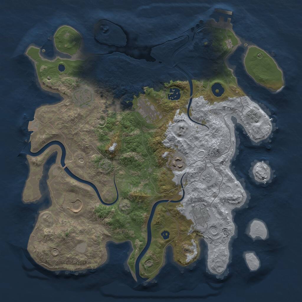 Rust Map: Procedural Map, Size: 3500, Seed: 31727057, 12 Monuments