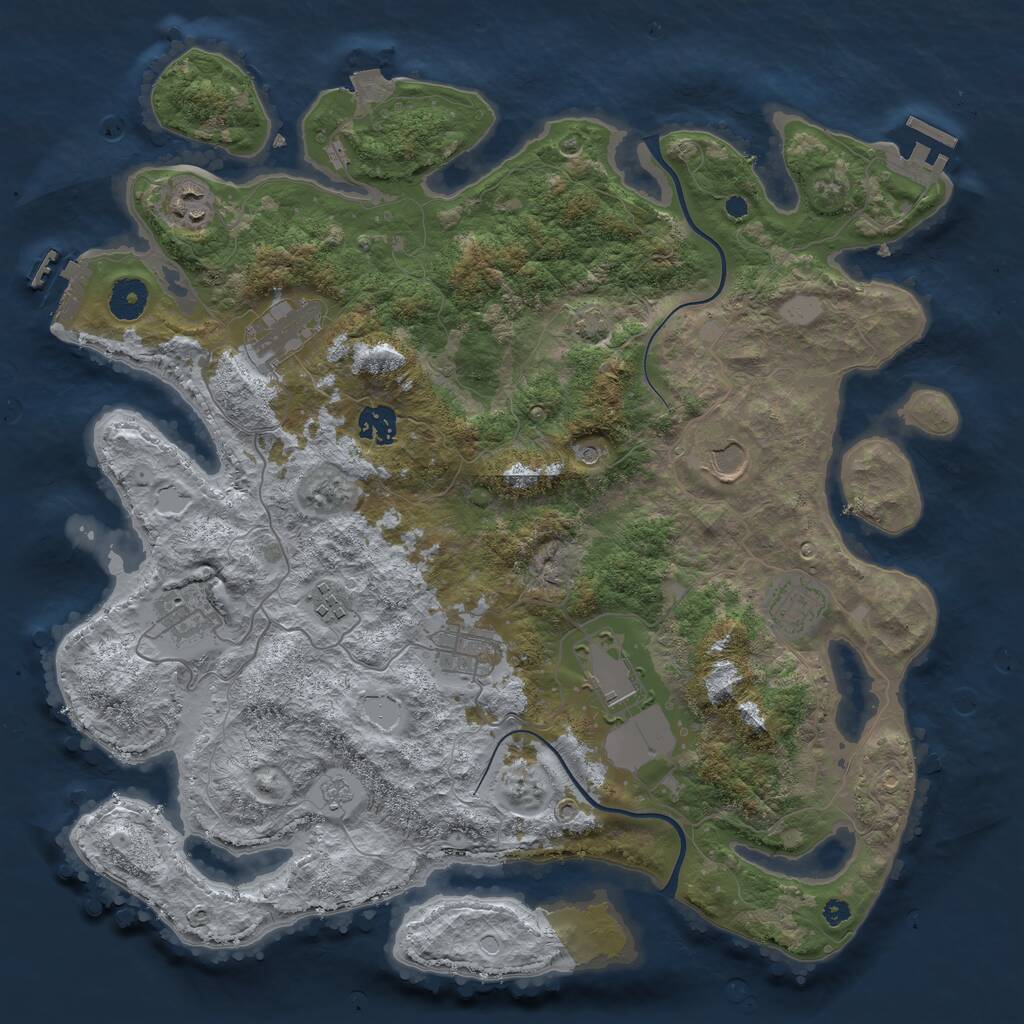 Rust Map: Procedural Map, Size: 3850, Seed: 44070205, 15 Monuments