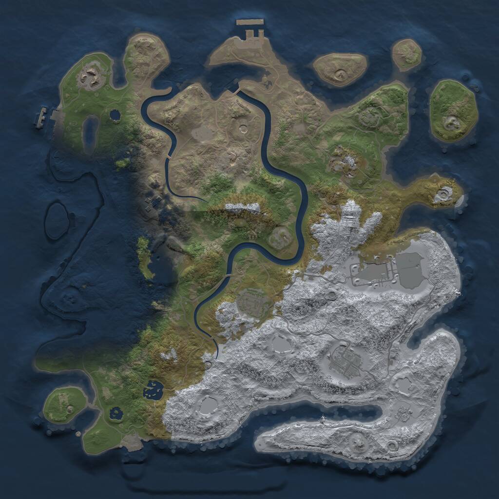 Rust Map: Procedural Map, Size: 3700, Seed: 1793738397, 14 Monuments