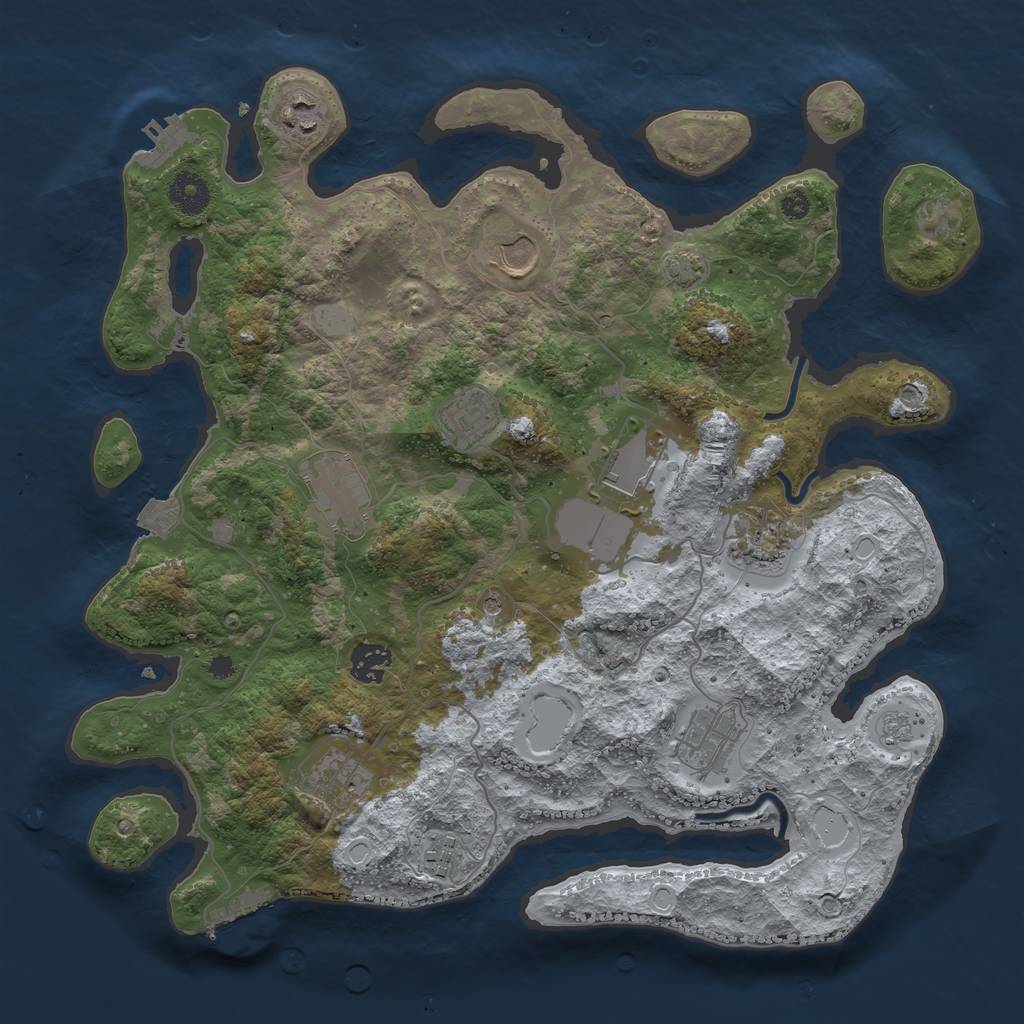 Rust Map: Procedural Map, Size: 3700, Seed: 1793738397, 18 Monuments