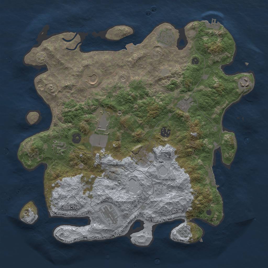 Rust Map: Procedural Map, Size: 3900, Seed: 66813459, 18 Monuments
