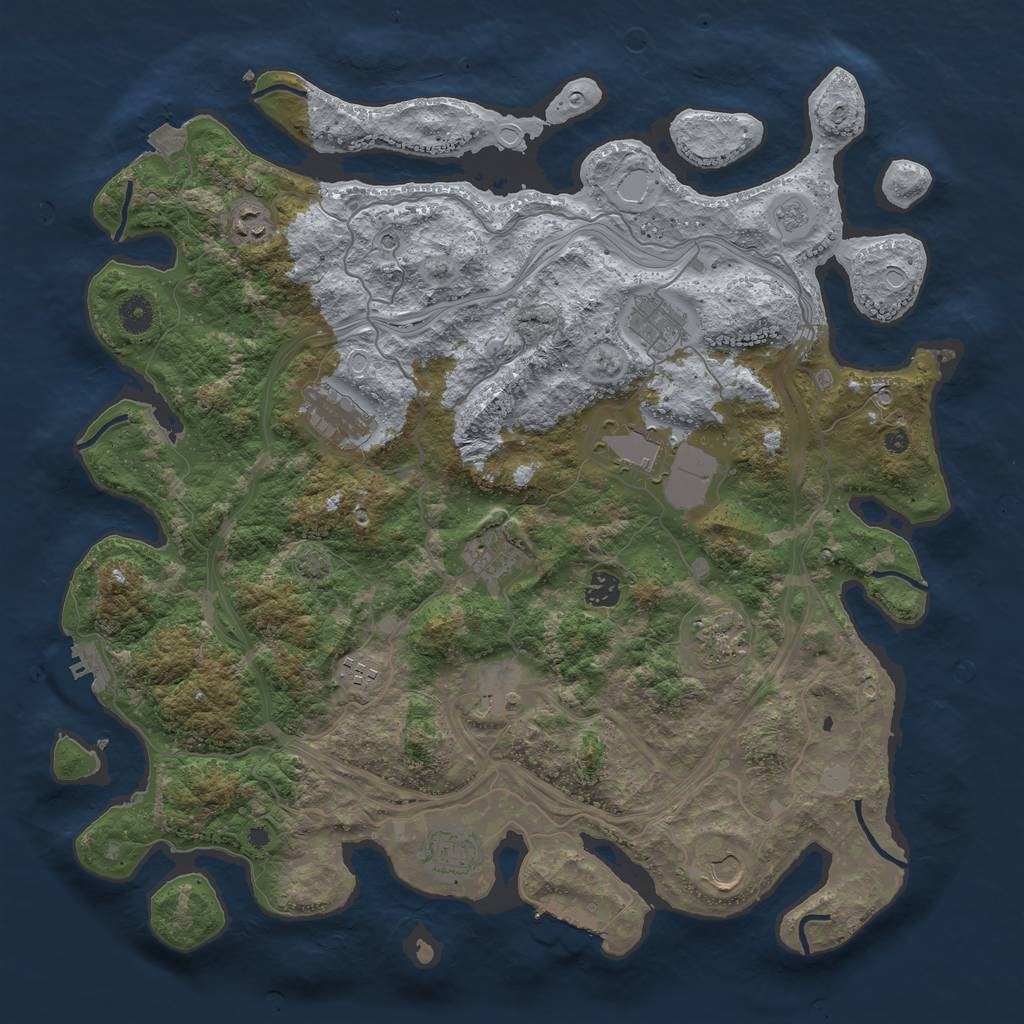 Rust Map: Procedural Map, Size: 4300, Seed: 57142752, 19 Monuments