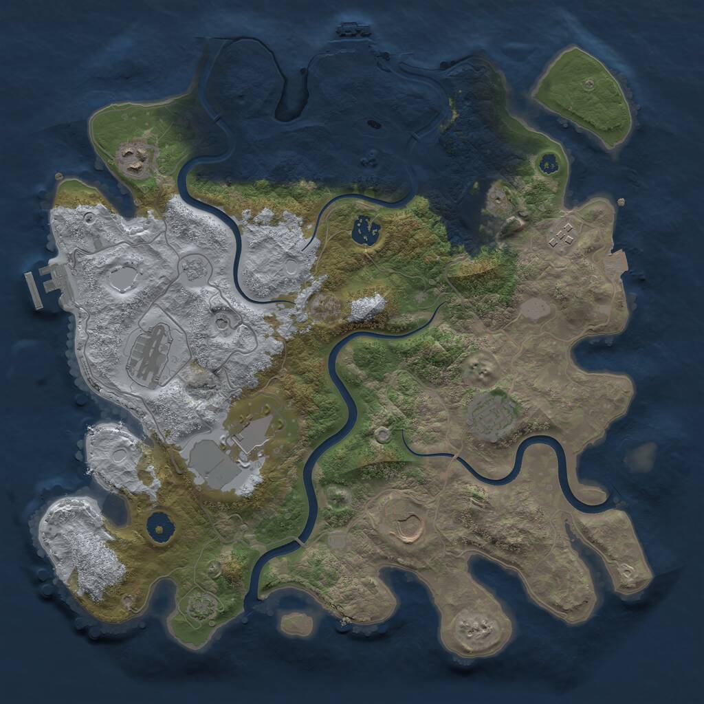 Rust Map: Procedural Map, Size: 3700, Seed: 990263576, 14 Monuments