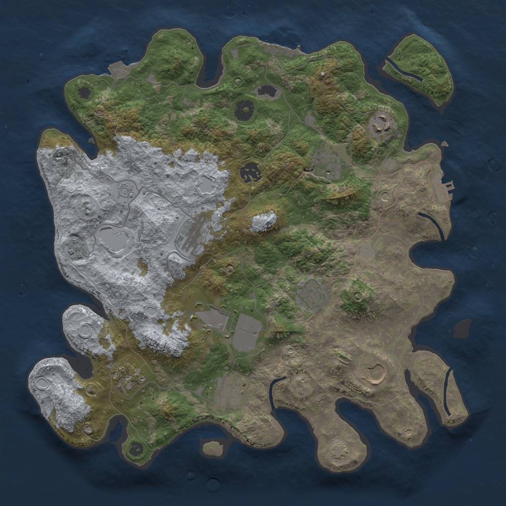 Rust Map: Procedural Map, Size: 3700, Seed: 990263576, 18 Monuments