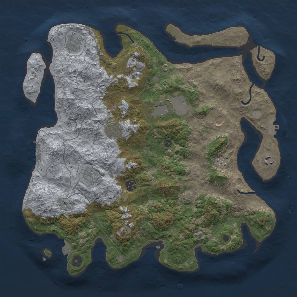 Rust Map: Procedural Map, Size: 4000, Seed: 3200, 17 Monuments