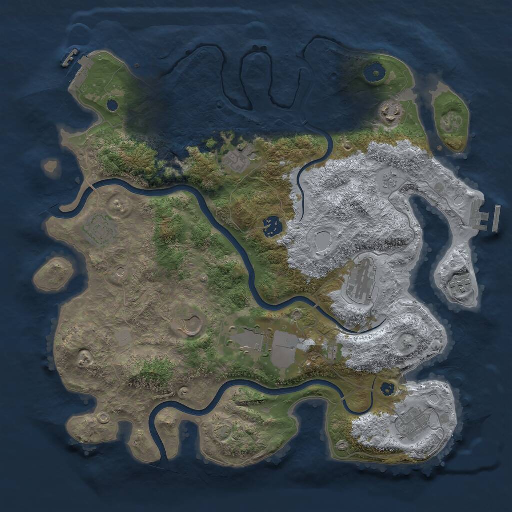 Rust Map: Procedural Map, Size: 3750, Seed: 306436, 15 Monuments