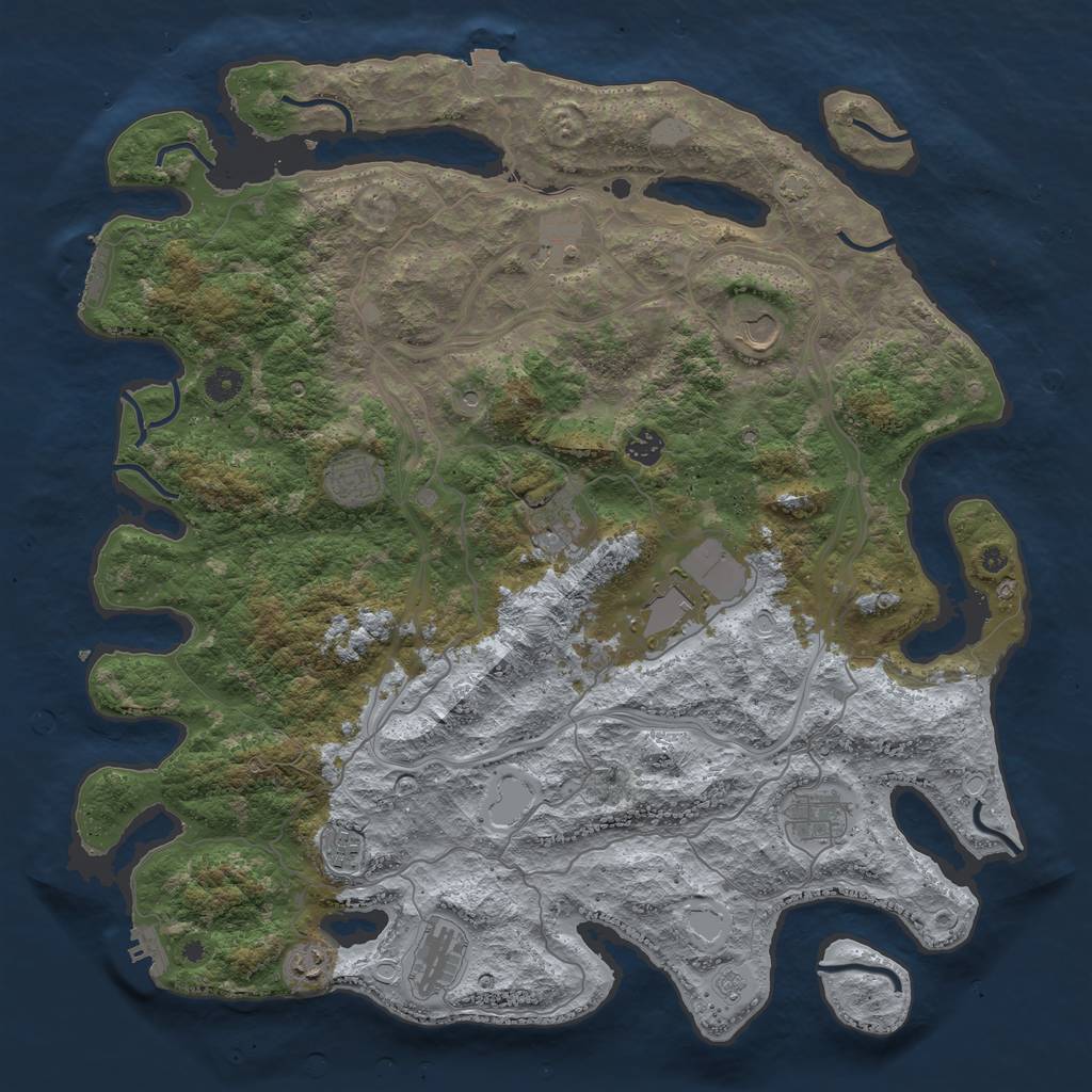 Rust Map: Procedural Map, Size: 4500, Seed: 958116245, 18 Monuments