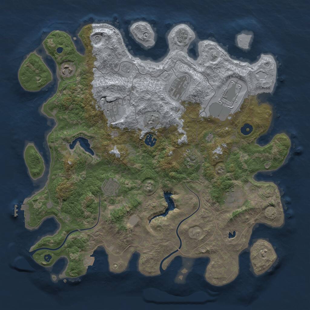Rust Map: Procedural Map, Size: 4000, Seed: 304061403, 14 Monuments