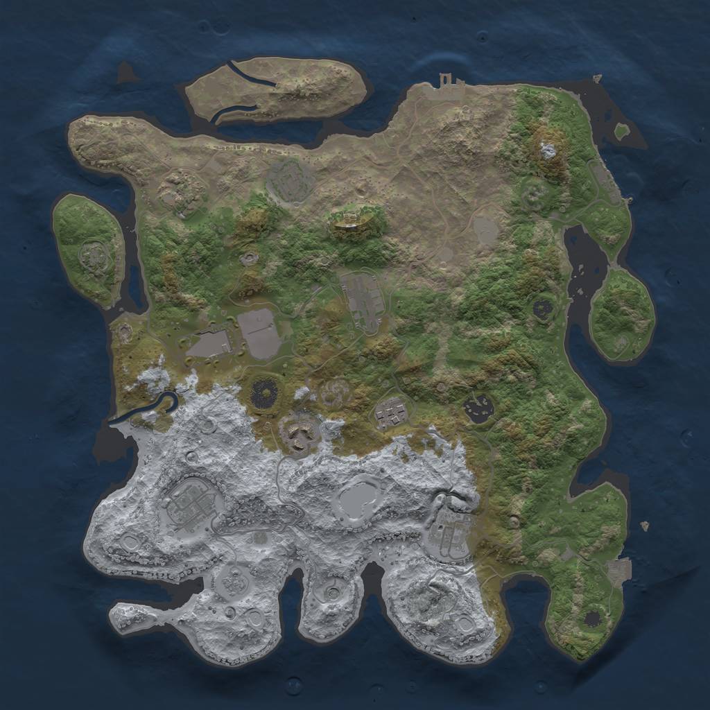 Rust Map: Procedural Map, Size: 3700, Seed: 94834231, 17 Monuments