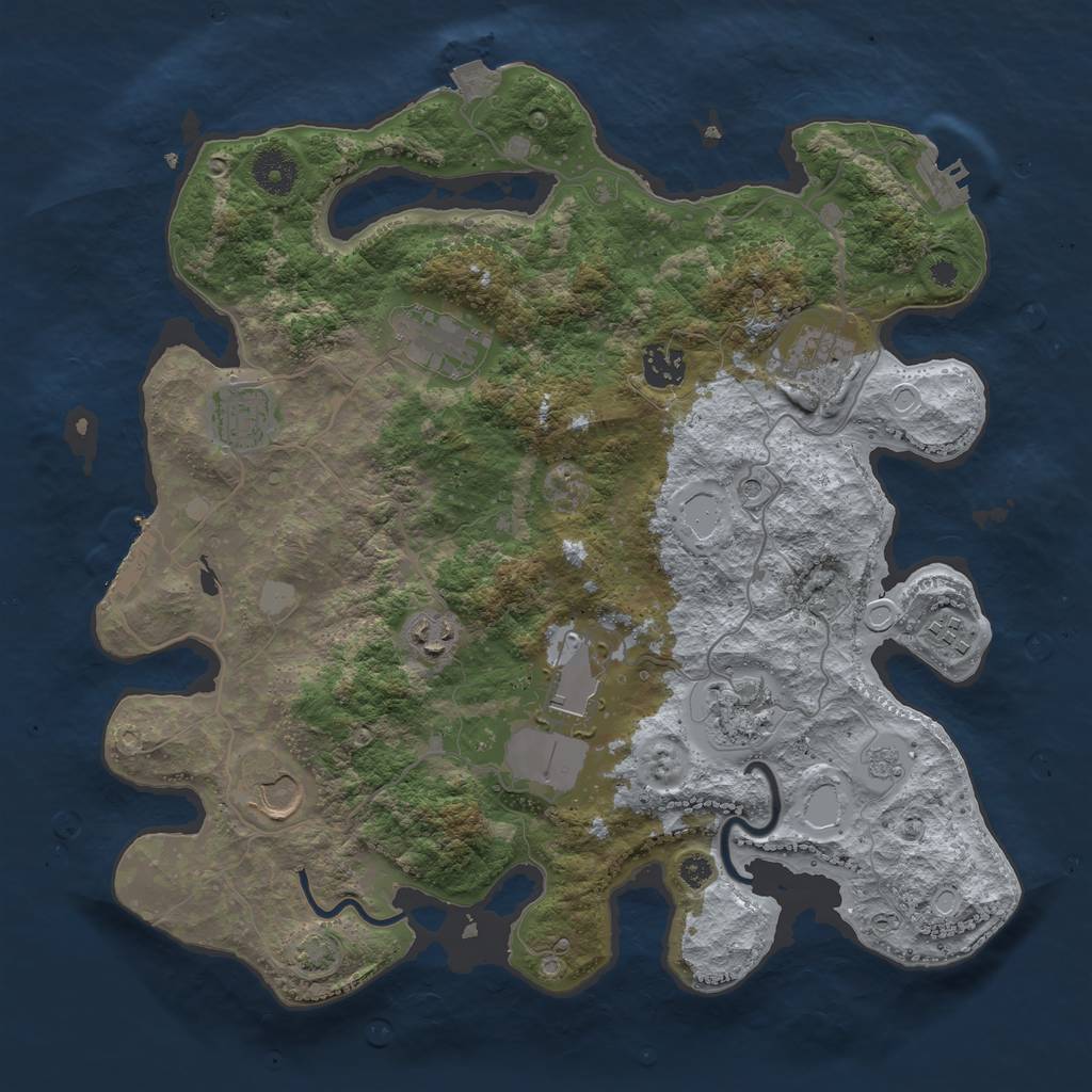 Rust Map: Procedural Map, Size: 3650, Seed: 511980288, 17 Monuments