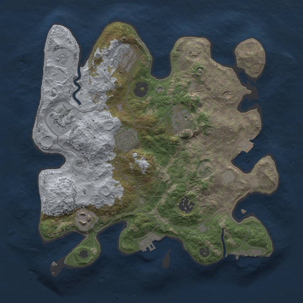 Rust Map: Procedural Map, Size: 3000, Seed: 409473275, 14 Monuments