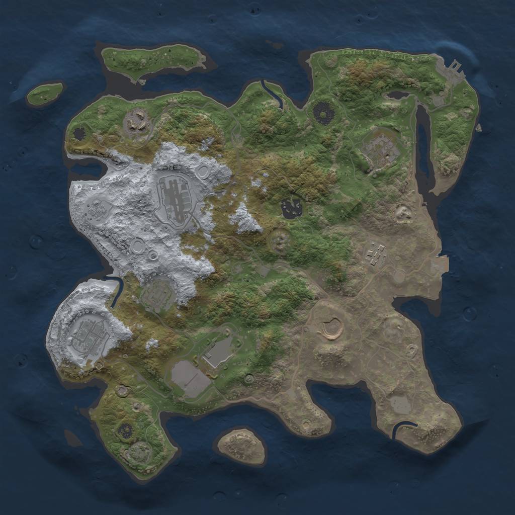 Rust Map: Procedural Map, Size: 3500, Seed: 1860178886, 15 Monuments