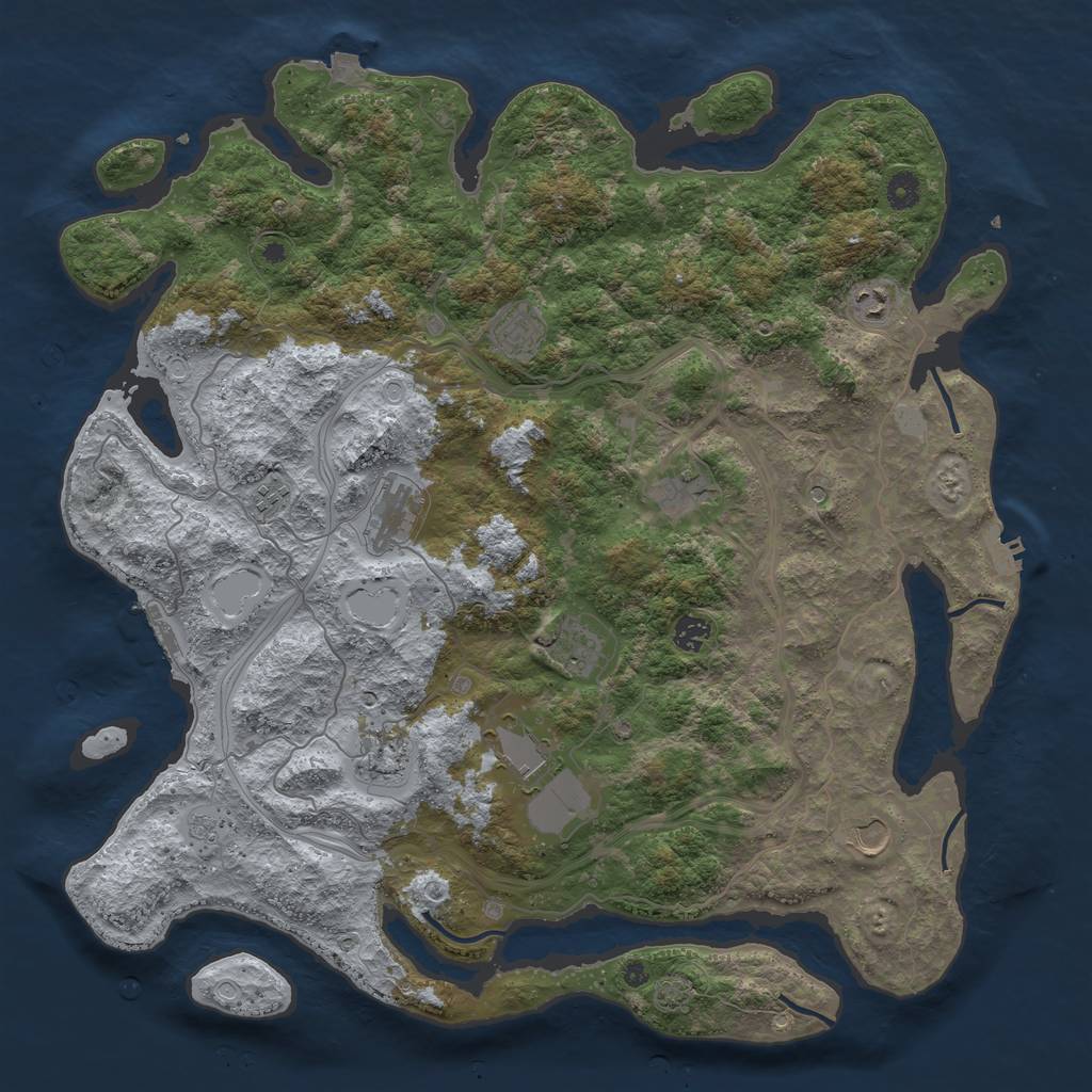 Rust Map: Procedural Map, Size: 4500, Seed: 103123, 18 Monuments