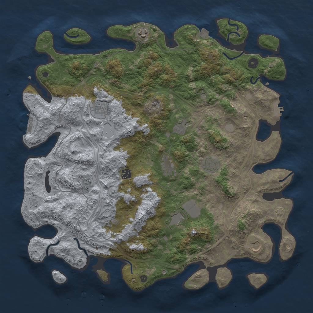 Rust Map: Procedural Map, Size: 4500, Seed: 540271405, 17 Monuments