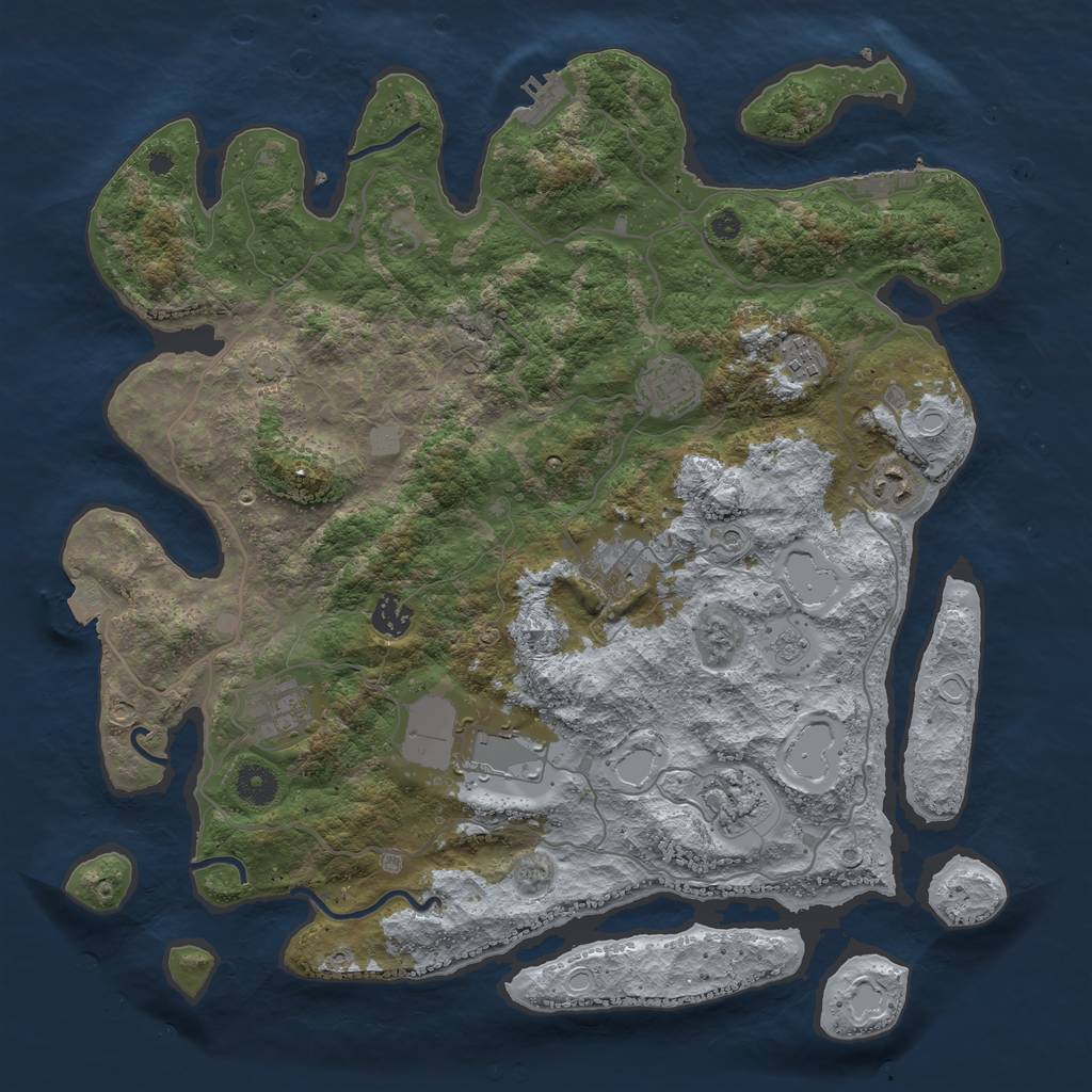Rust Map: Procedural Map, Size: 4000, Seed: 445, 16 Monuments