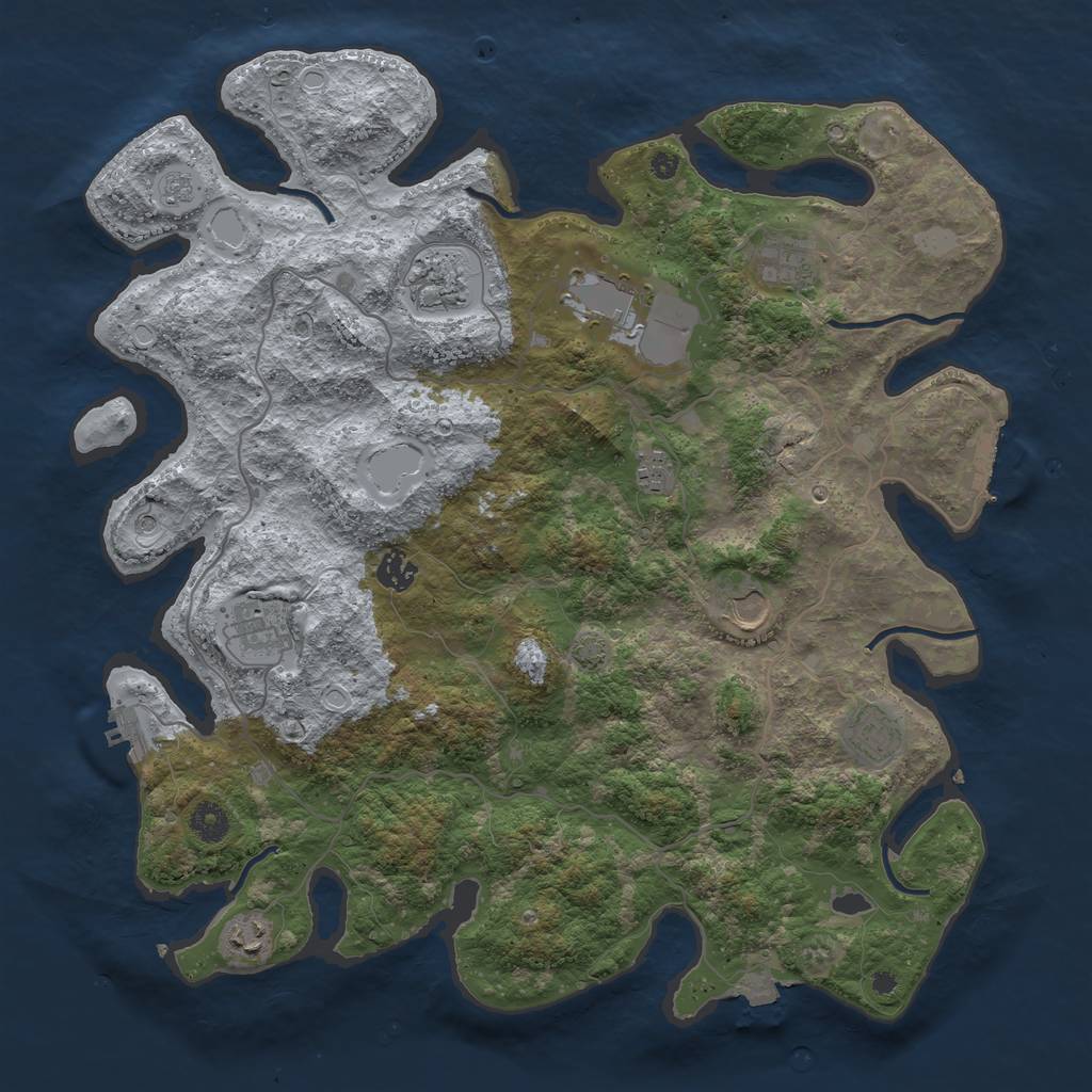 Rust Map: Procedural Map, Size: 4096, Seed: 612351, 17 Monuments