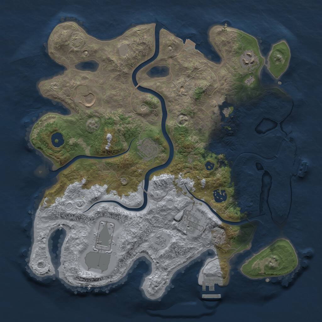 Rust Map: Procedural Map, Size: 3500, Seed: 2010202349, 14 Monuments