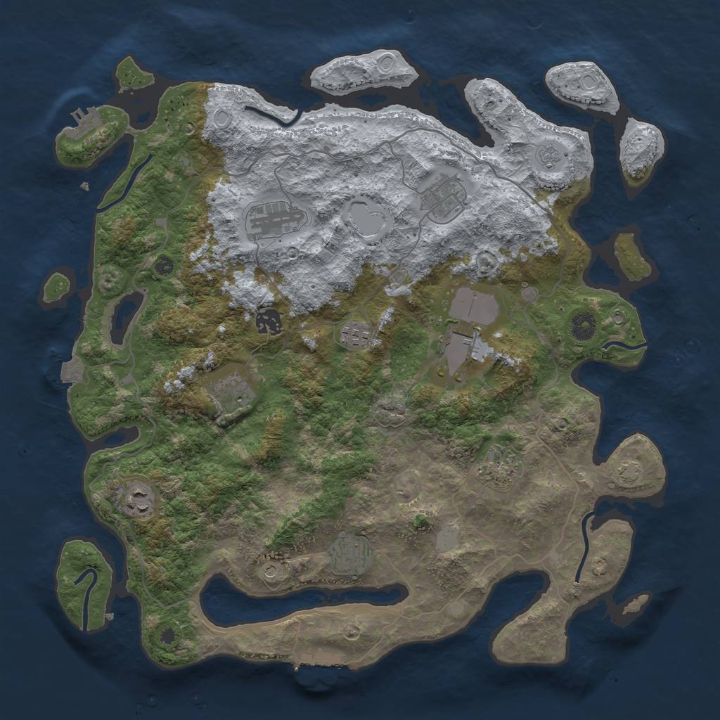 Rust Map: Procedural Map, Size: 4000, Seed: 24198635, 17 Monuments