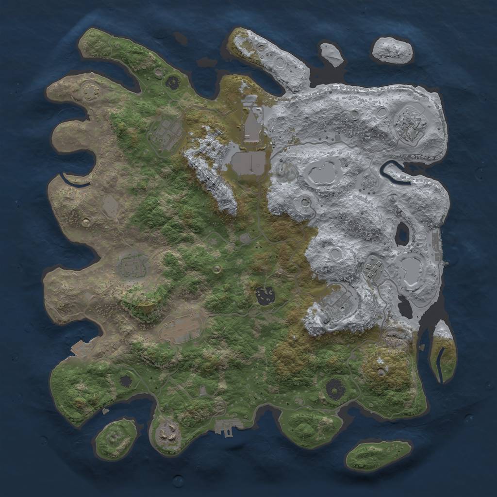 Rust Map: Procedural Map, Size: 3800, Seed: 3500000, 17 Monuments