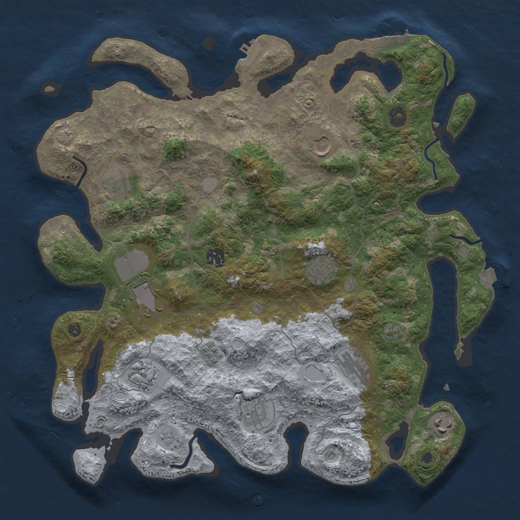 Rust Map: Procedural Map, Size: 4000, Seed: 853378964, 18 Monuments