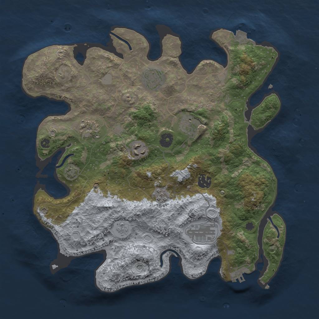 Rust Map: Procedural Map, Size: 3400, Seed: 1258169988, 14 Monuments