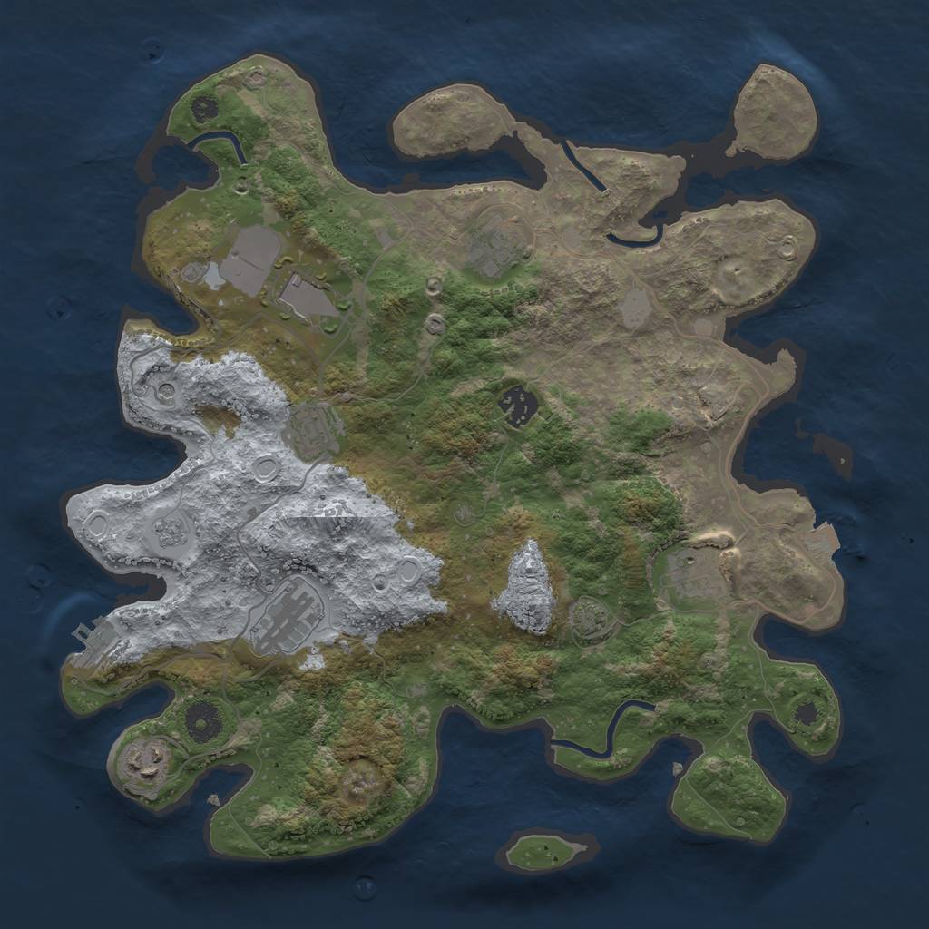 Rust Map: Procedural Map, Size: 3600, Seed: 1737977874, 14 Monuments
