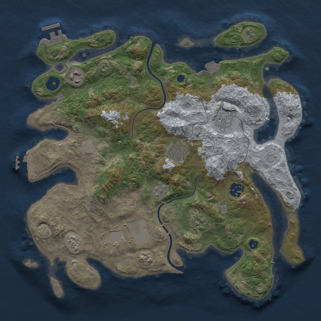Rust Map: Procedural Map, Size: 3500, Seed: 2090146009, 13 Monuments