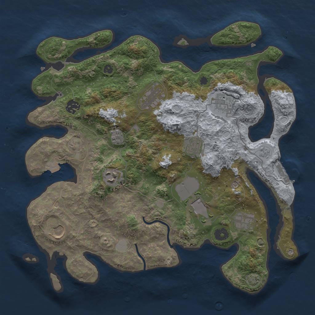 Rust Map: Procedural Map, Size: 3500, Seed: 2090146009, 16 Monuments