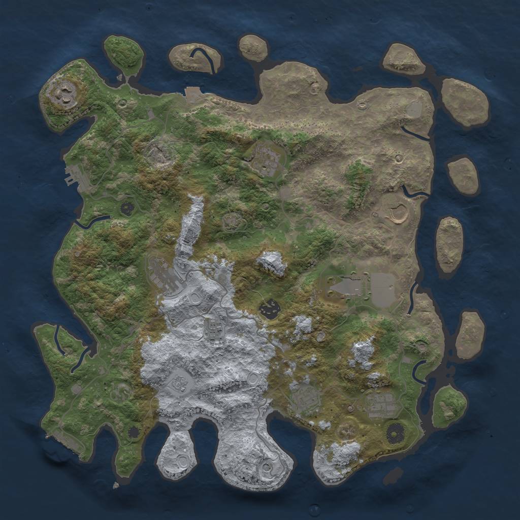 Rust Map: Procedural Map, Size: 3950, Seed: 73724536, 17 Monuments