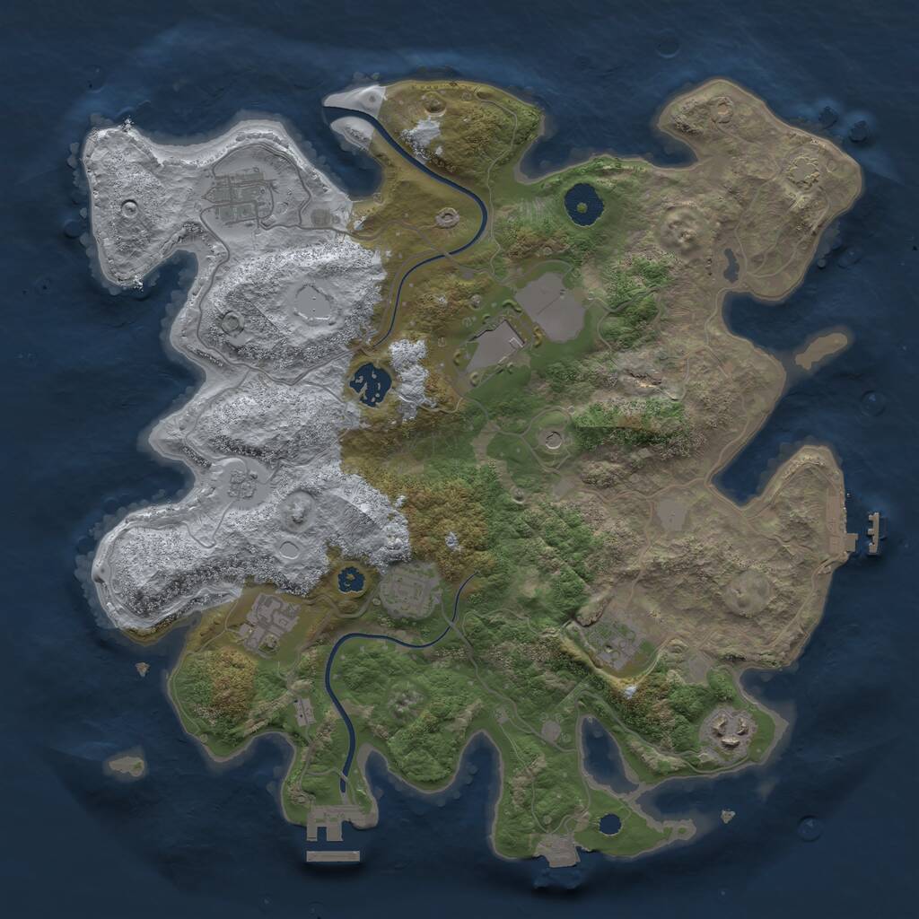 Rust Map: Procedural Map, Size: 3500, Seed: 814720421, 13 Monuments