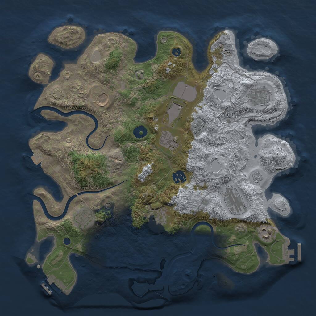 Rust Map: Procedural Map, Size: 3600, Seed: 79032287, 16 Monuments