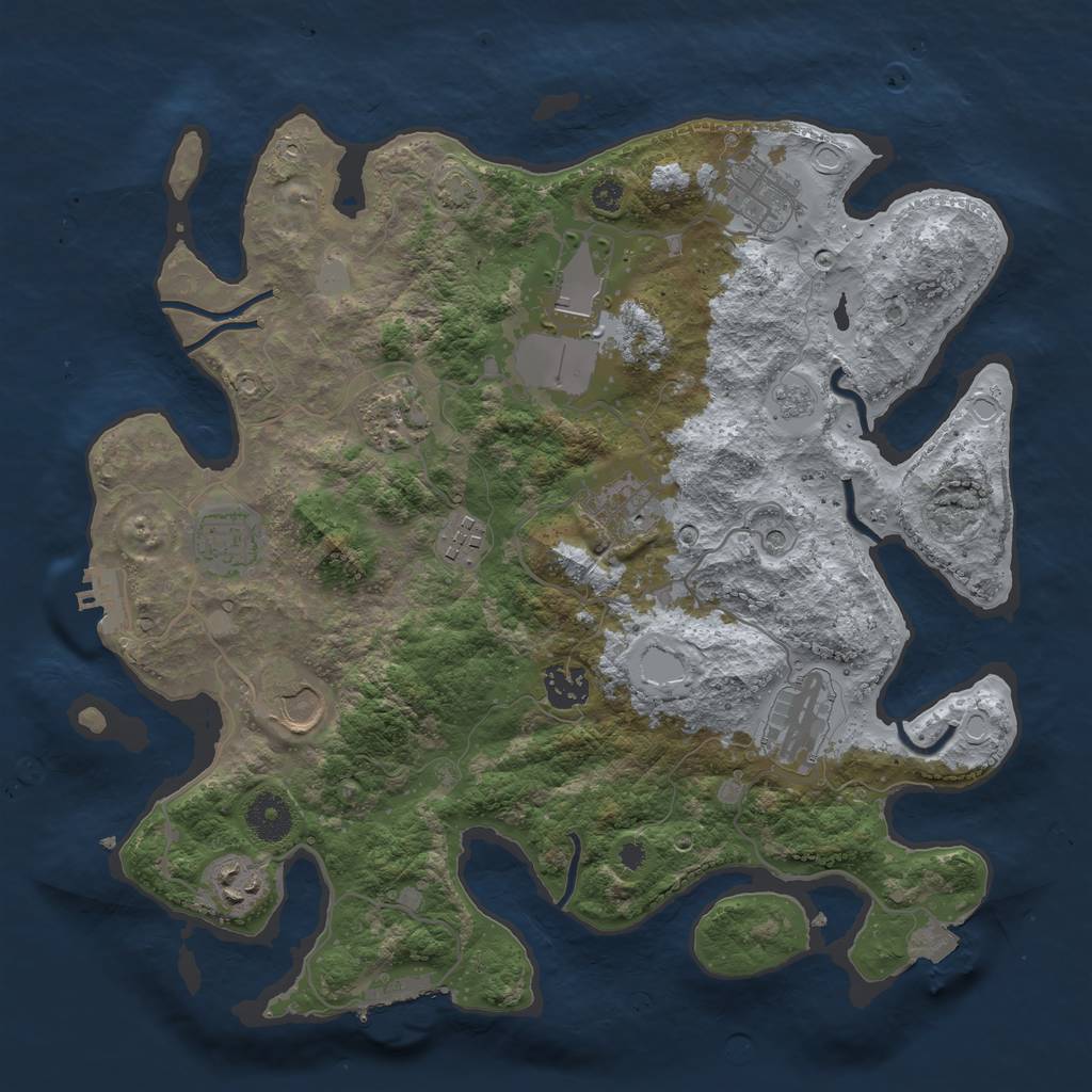 Rust Map: Procedural Map, Size: 3550, Seed: 82150483, 18 Monuments