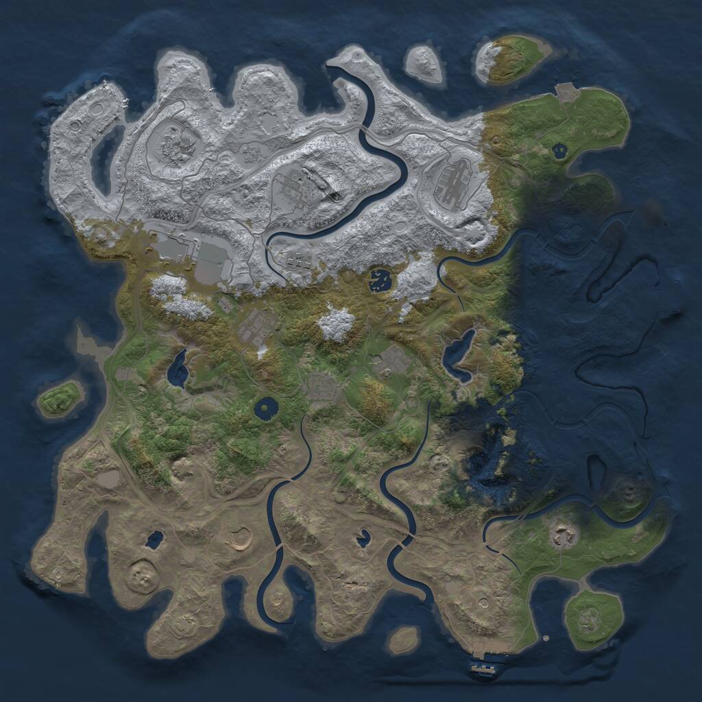 Rust Map: Procedural Map, Size: 4500, Seed: 1480373336, 17 Monuments