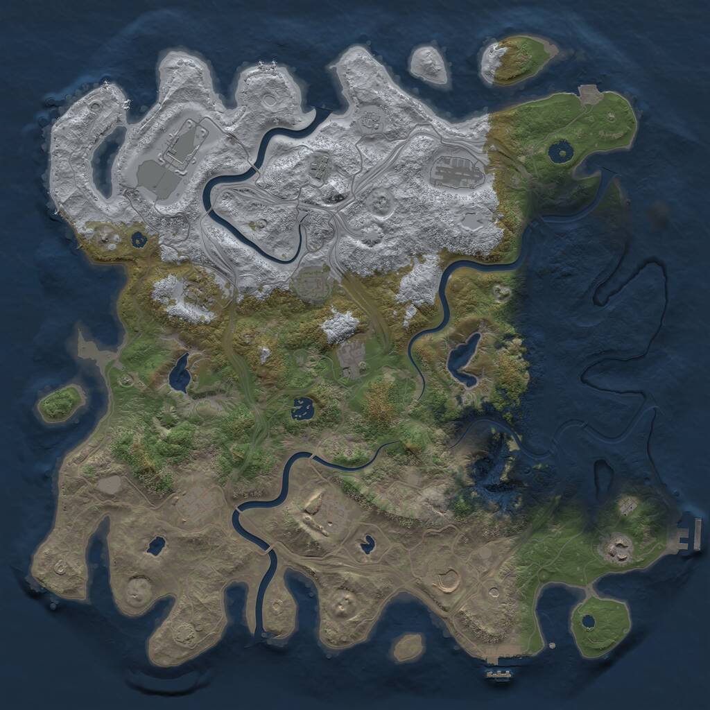 Rust Map: Procedural Map, Size: 4500, Seed: 1480373336, 17 Monuments