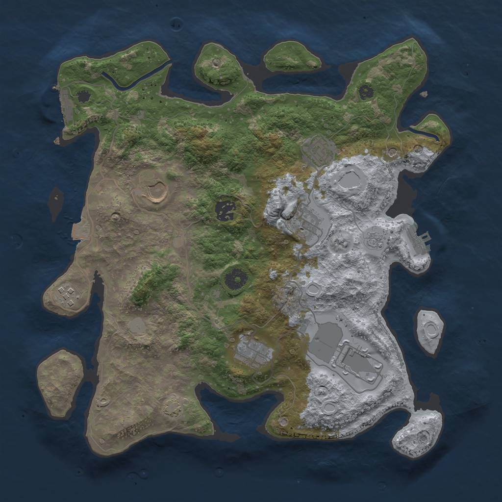 Rust Map: Procedural Map, Size: 3500, Seed: 1713711790, 15 Monuments