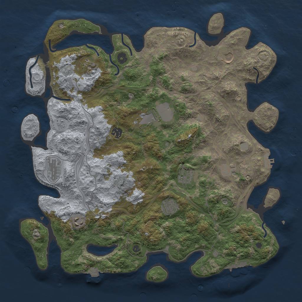 Rust Map: Procedural Map, Size: 4250, Seed: 2101020214, 17 Monuments