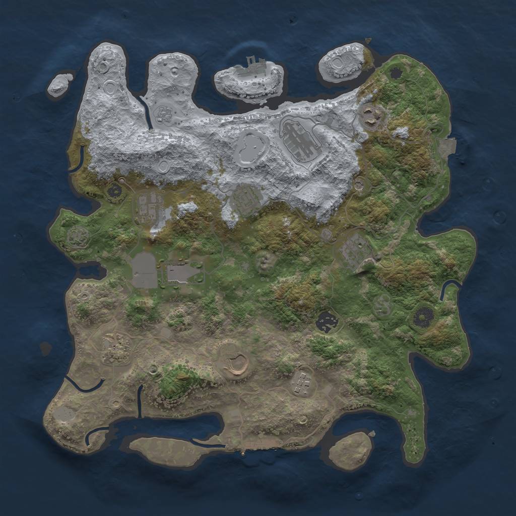 Rust Map: Procedural Map, Size: 3750, Seed: 2138673434, 18 Monuments