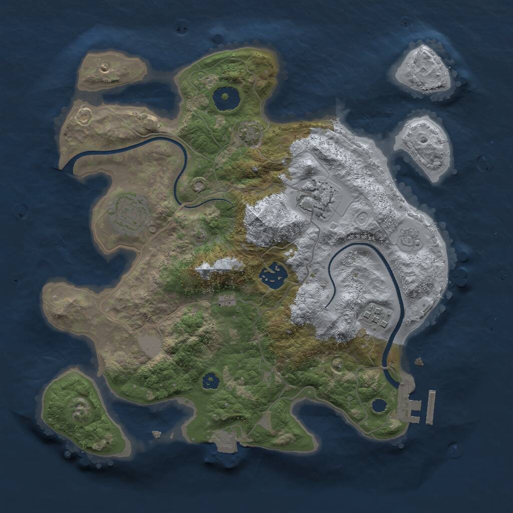 Rust Map: Procedural Map, Size: 3000, Seed: 1420079502, 8 Monuments