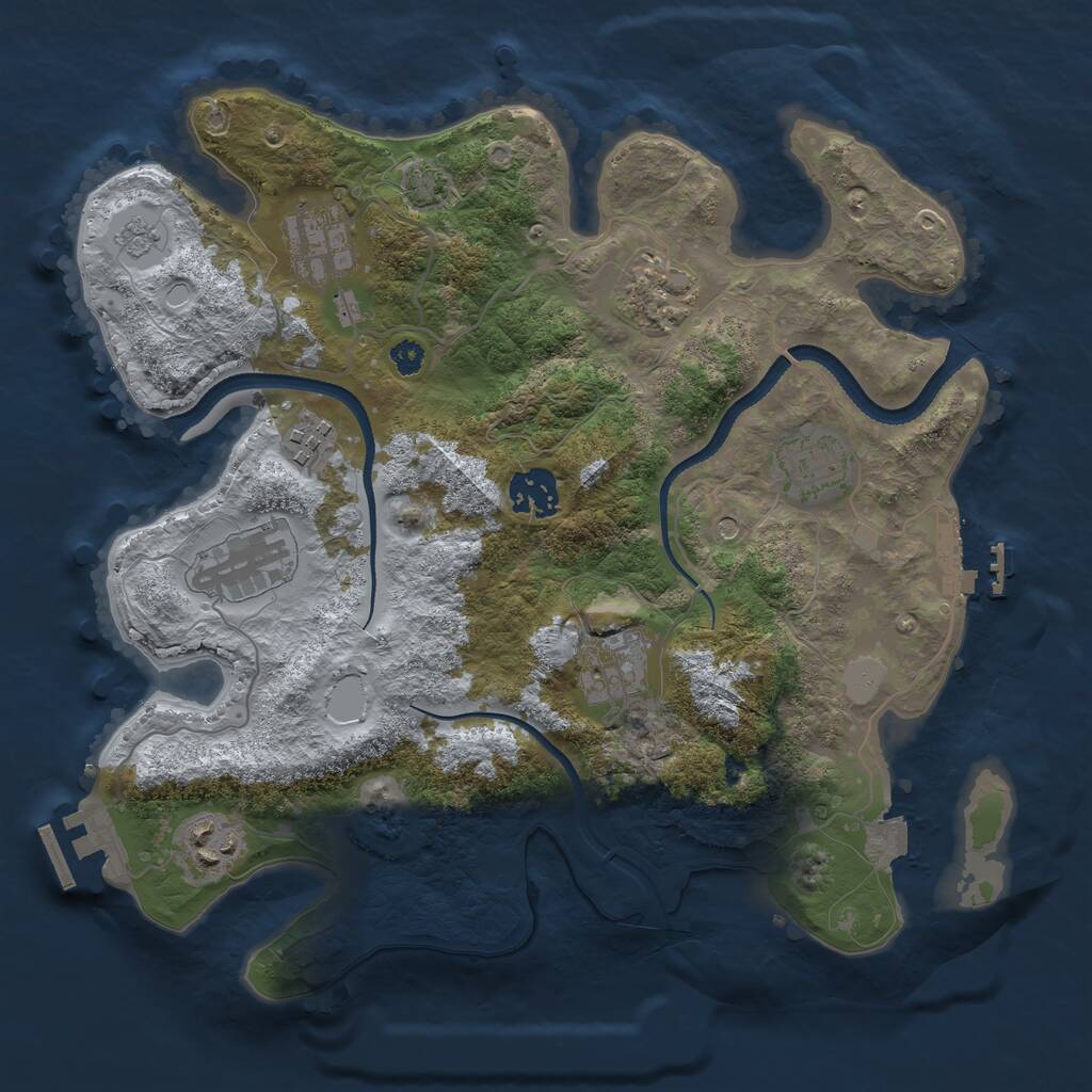 Rust Map: Procedural Map, Size: 3250, Seed: 1115343885, 14 Monuments