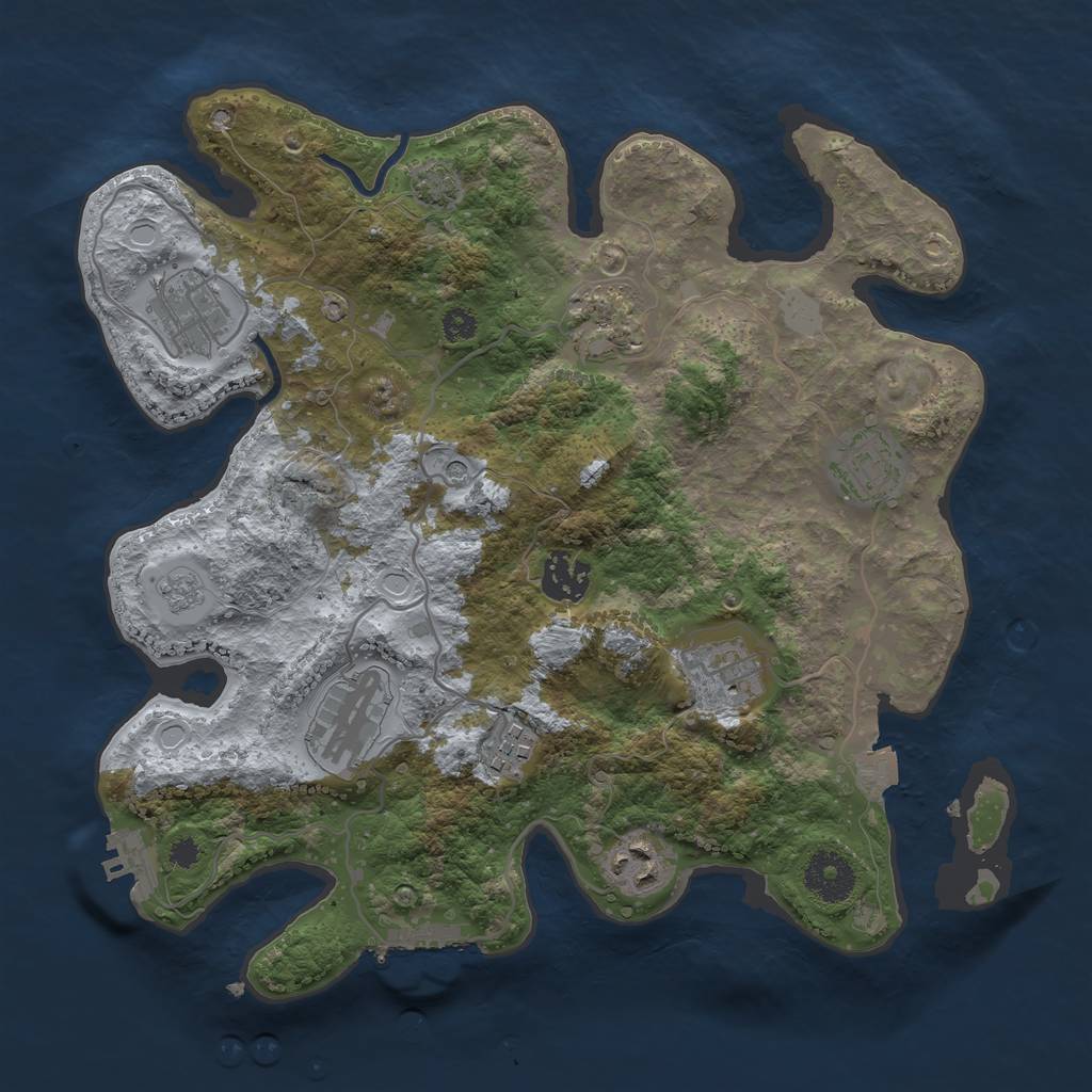 Rust Map: Procedural Map, Size: 3250, Seed: 1115343885, 16 Monuments