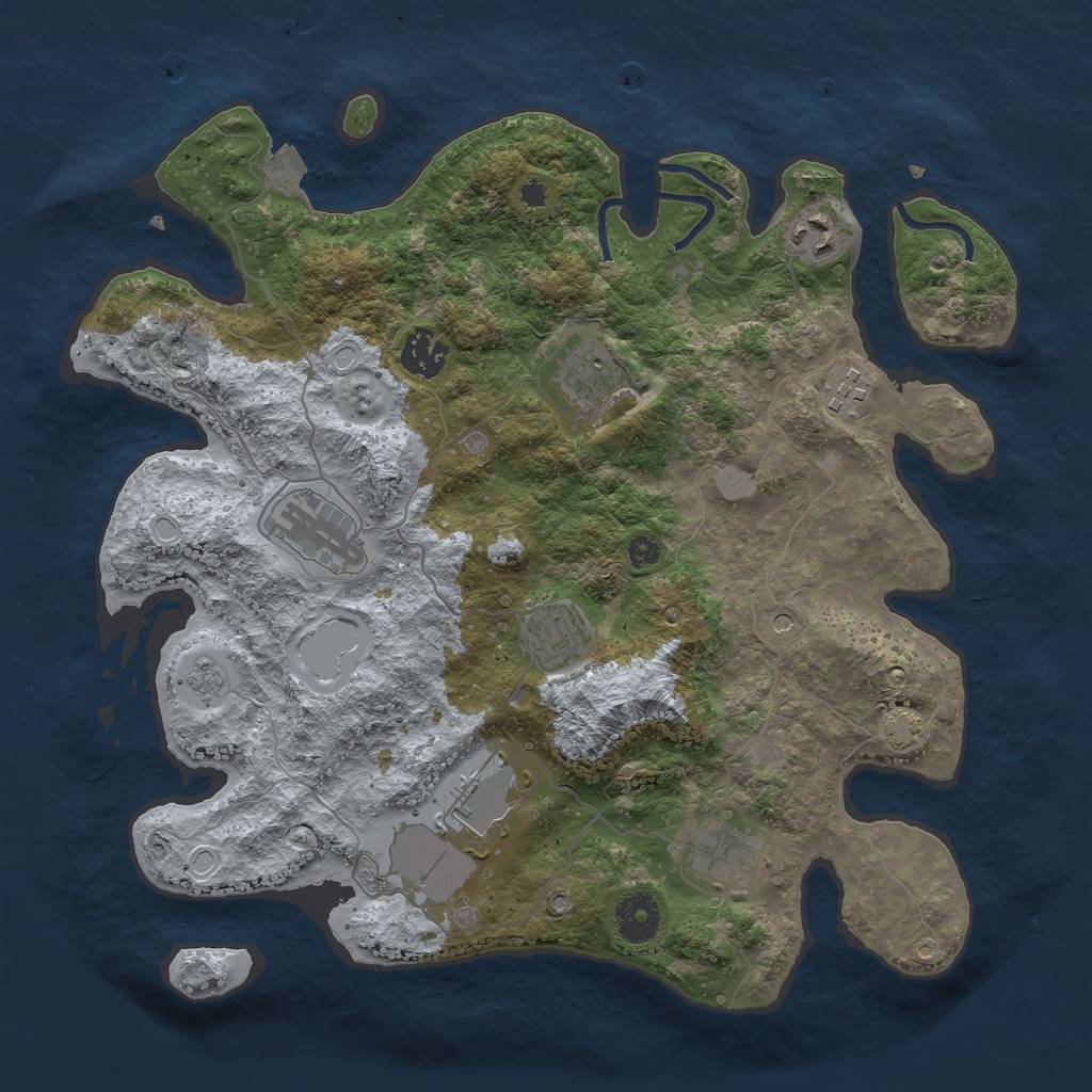 Rust Map: Procedural Map, Size: 3500, Seed: 1826598029, 14 Monuments