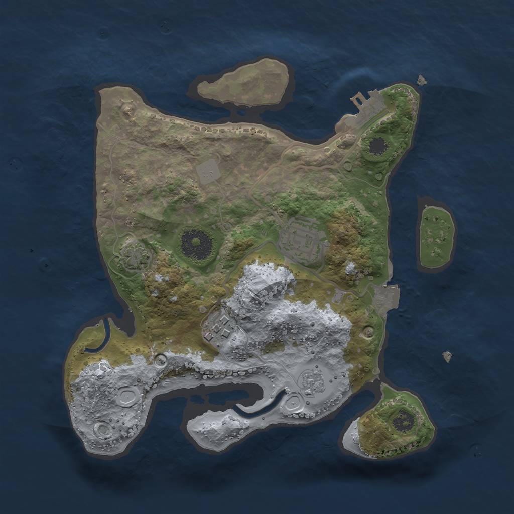 Rust Map: Procedural Map, Size: 2500, Seed: 375570809, 8 Monuments