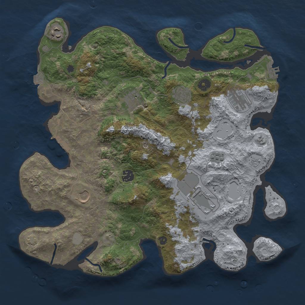 Rust Map: Procedural Map, Size: 3700, Seed: 1195990120, 16 Monuments