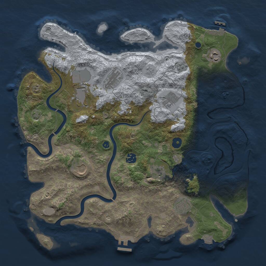 Rust Map: Procedural Map, Size: 3800, Seed: 11028882, 15 Monuments