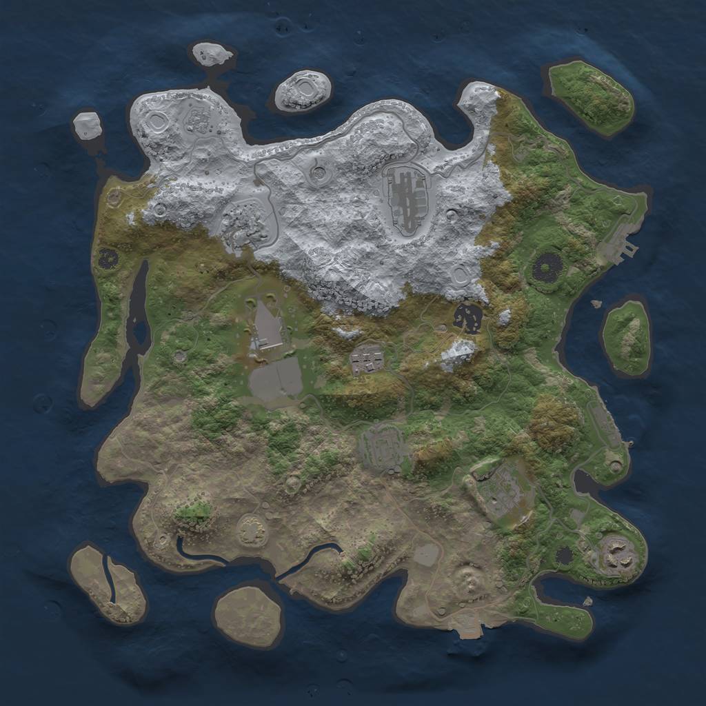 Rust Map: Procedural Map, Size: 3500, Seed: 670920555, 16 Monuments
