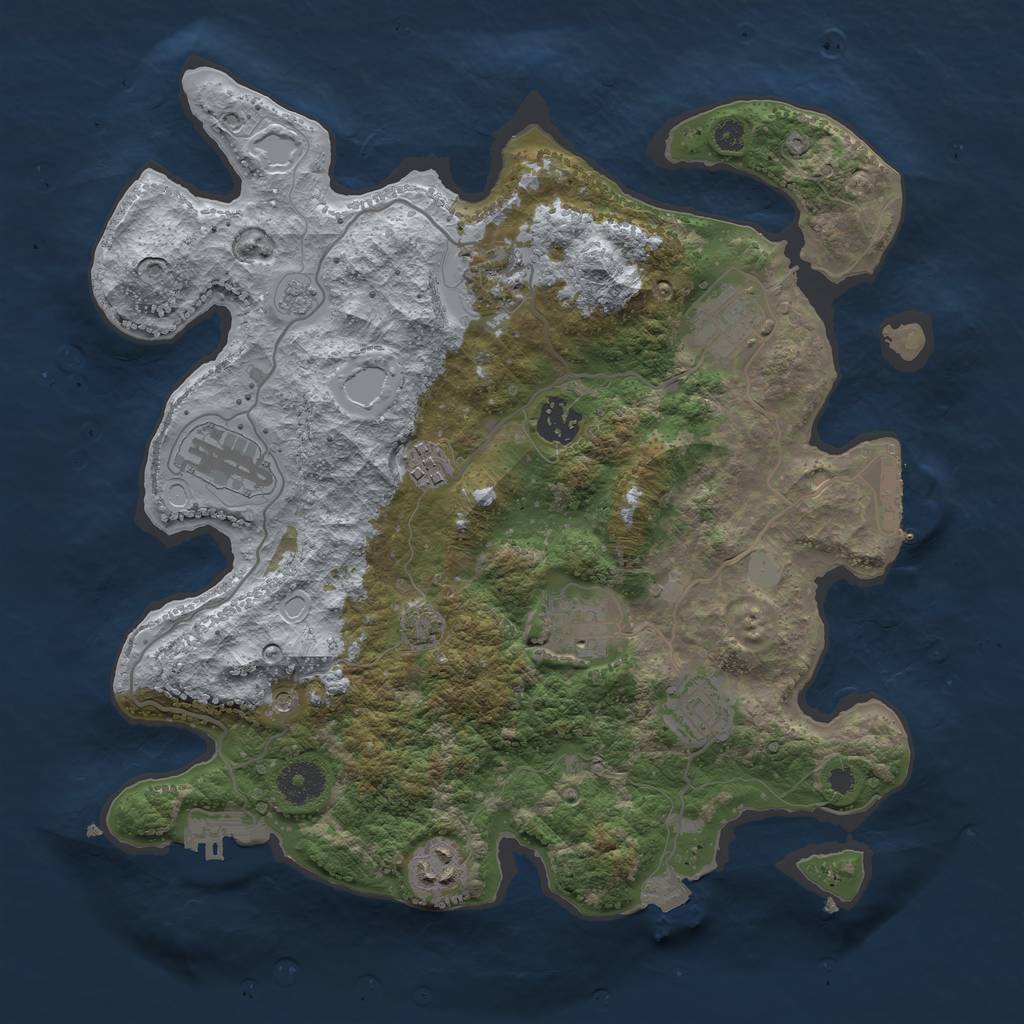 Rust Map: Procedural Map, Size: 3450, Seed: 98859104, 16 Monuments