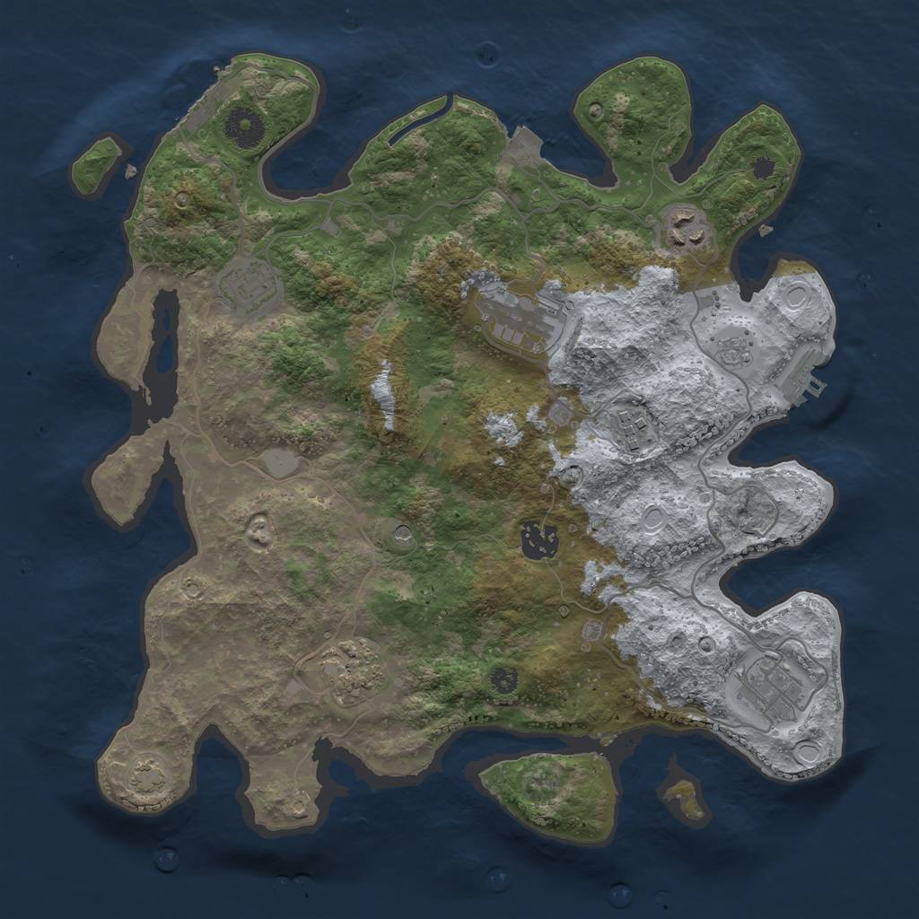 Rust Map: Procedural Map, Size: 3450, Seed: 35574014, 15 Monuments