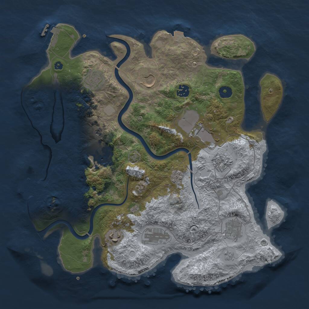 Rust Map: Procedural Map, Size: 3650, Seed: 72547904, 16 Monuments