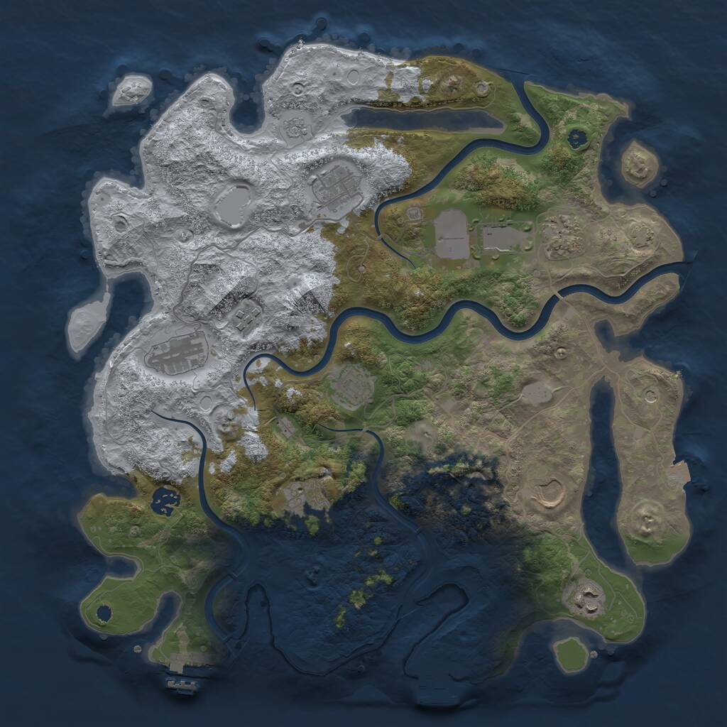 Rust Map: Procedural Map, Size: 3850, Seed: 170251500, 16 Monuments