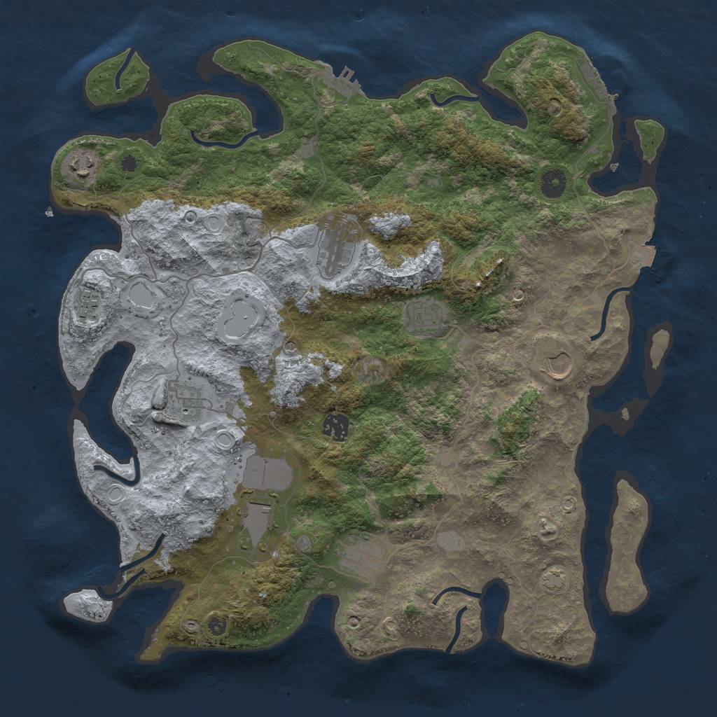 Rust Map: Procedural Map, Size: 3900, Seed: 24562927, 17 Monuments